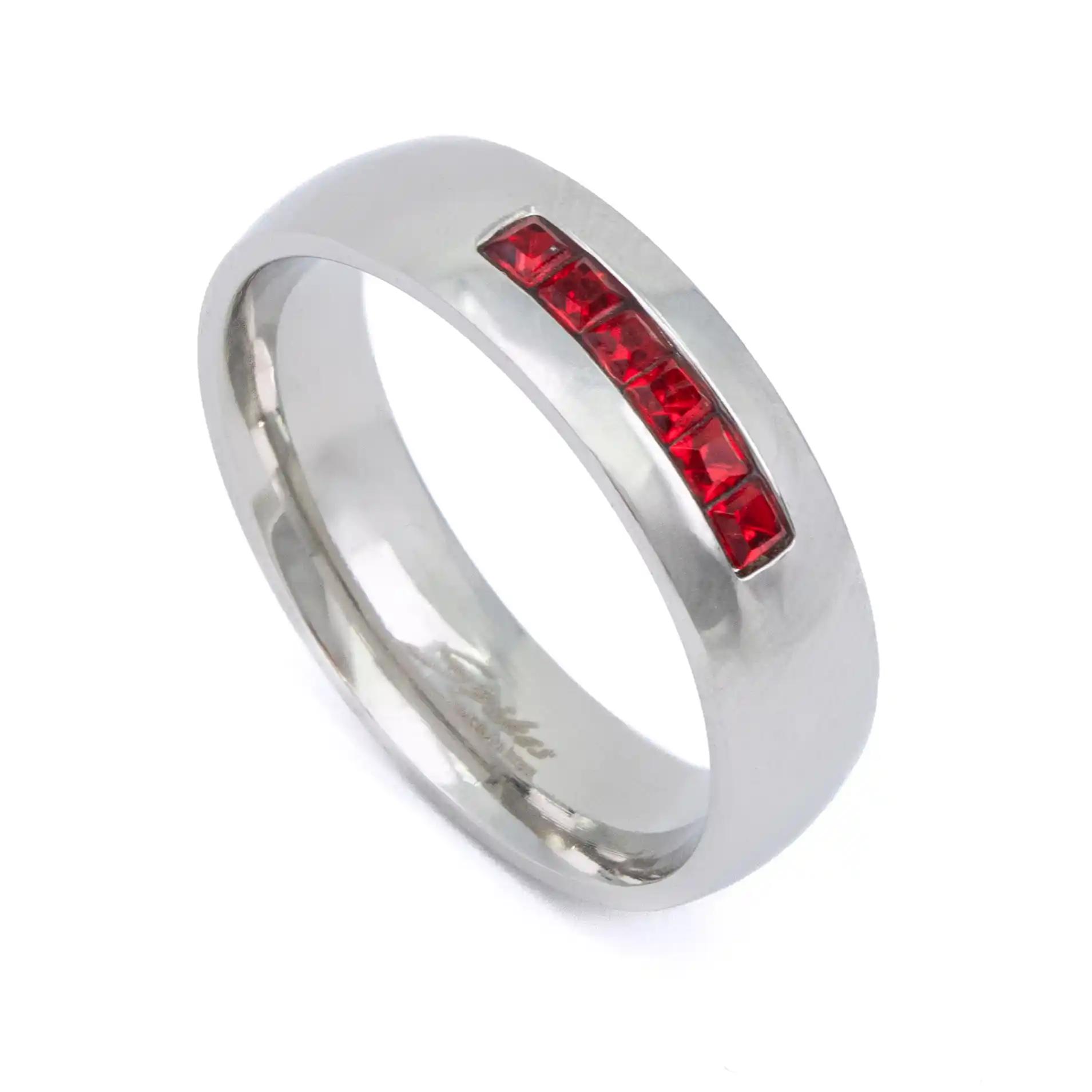 Prsten chirurgická ocel s červenými kamínky HWSR26