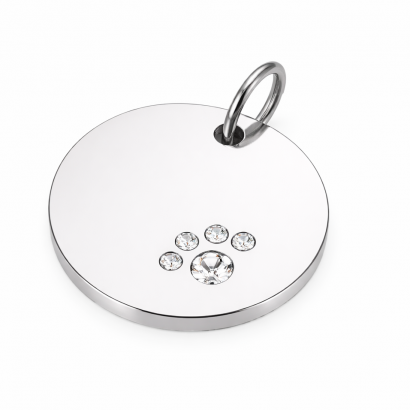 Psí známka chirurgická ocel kolečko s tlapkou