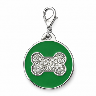 Psí známka kulatá zelená s kostičkou