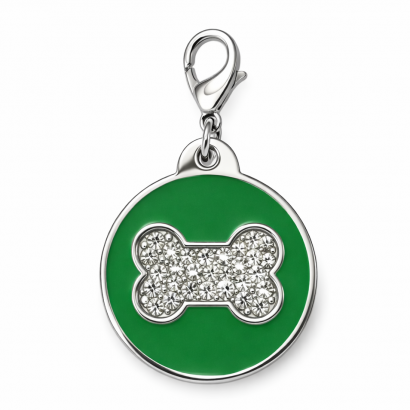 Psí známka kulatá zelená s kostičkou