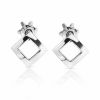Stříbrné náušnice šroubovací - čtverečky
