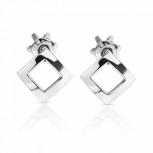 Stříbrné náušnice šroubovací - čtverečky