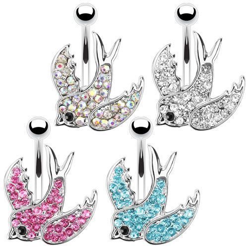 Piercing do pupíku vlaštovka HWNSX7738 (modrý)