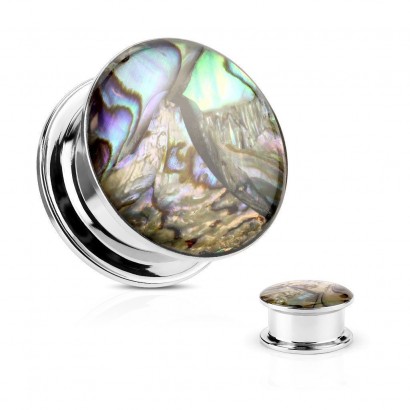 Plug z chirurgické oceli s perletí HWPS56 (14 mm)