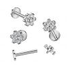 Zlacený piercing do brady - labreta kytička TITAN (1,2 x 6 mm)