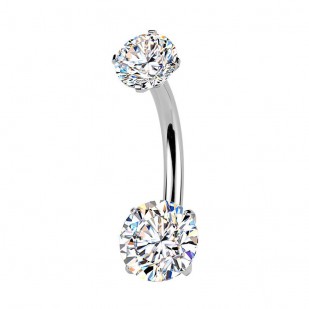 Luxusní piercing do pupíku s Moissanity 1.50ct, TITAN