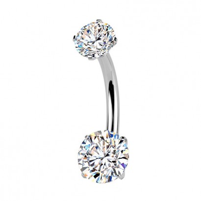Luxusní piercing do pupíku s Moissanity 1.50ct, TITAN
