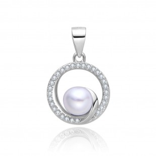 Stříbrný přívěsek s perlou a zirkony