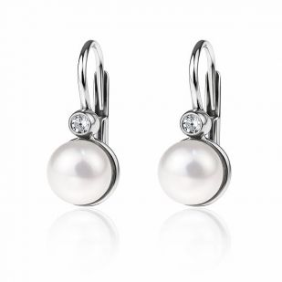 Stříbrné náušnice s perlou a zirkonem