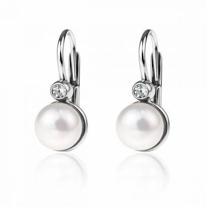Stříbrné náušnice s perlou a zirkonem