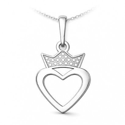 Stříbrný přívěsek srdce s korunkou