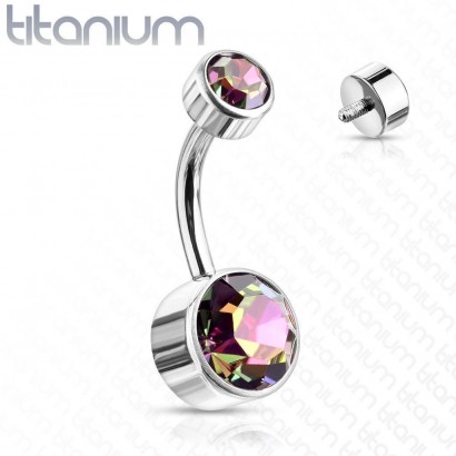 Piercing do pupíku - TITAN (vitrail medium) kuličky 5 a 8 mm