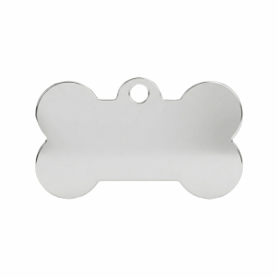 Ocelová psí známka ve tvaru kosti