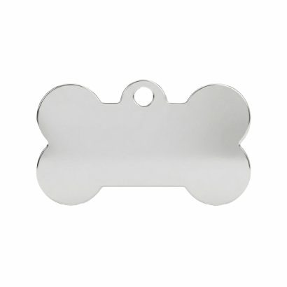 Ocelová psí známka ve tvaru kosti S