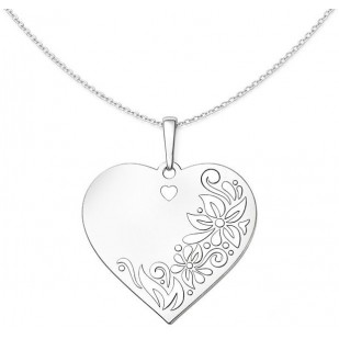 Stříbrný přívěsek srdce s květinovým motivem