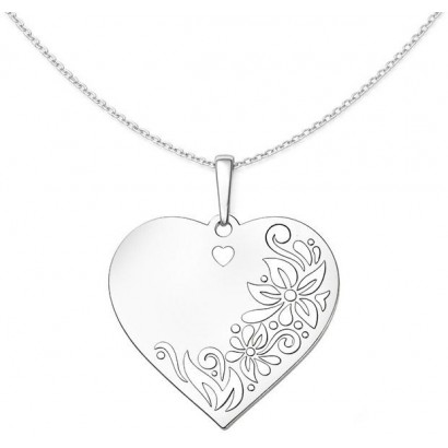 Stříbrný přívěsek srdce s květinovým motivem