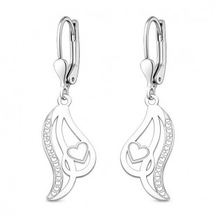 Stříbrné náušnice linie se srdíčky