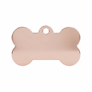 Ocelová psí známka ve tvaru kosti růžovozlatá