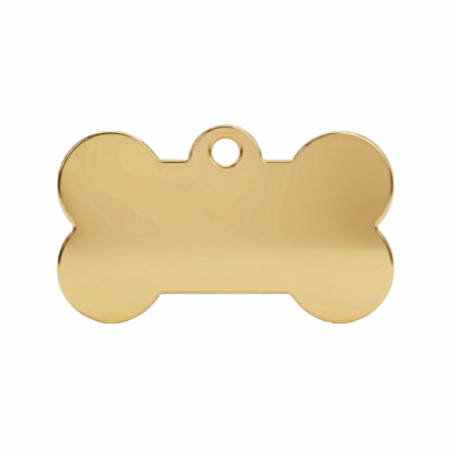 Ocelová psí známka ve tvaru kosti zlatá L