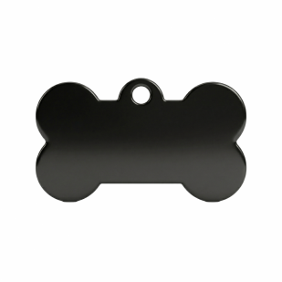 Ocelová psí známka ve tvaru kosti černá