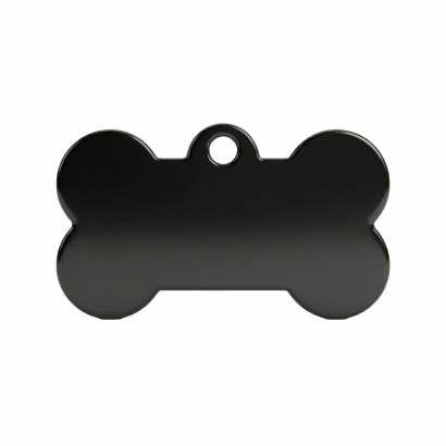 Ocelová psí známka ve tvaru kosti černá L