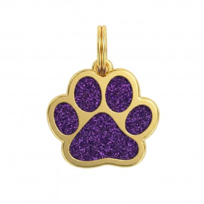 Třpytivá známka ve tvaru tlapky fialová