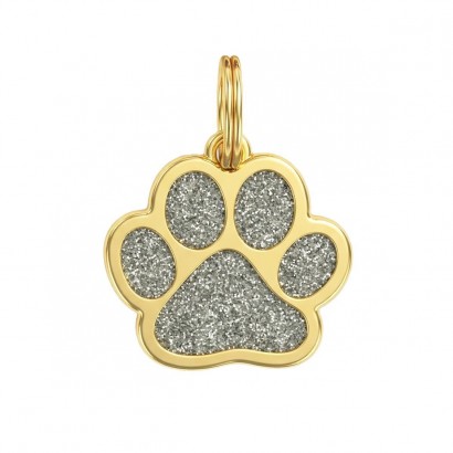 Třpytivá známka ve tvaru tlapky Glitter - stříbrná