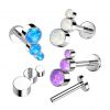 Piercing labreta titan s opály (bílý)