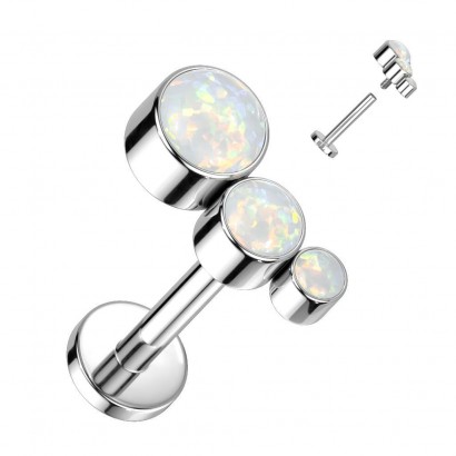 Piercing labreta titan s opály (bílý)