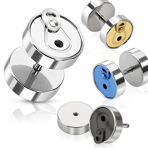 Levně Piercing falešný plug plechovka zlacená