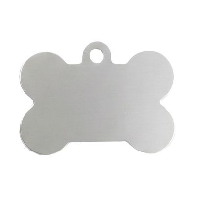 Hliníková psí známka ve tvaru kosti S - stříbrná