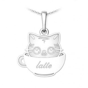 Stříbrný přívěsek kočka v hrnku