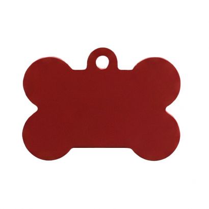 Hliníková psí známka ve tvaru kosti M - červená