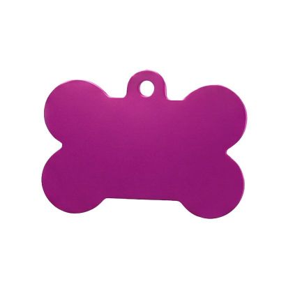Hliníková psí známka ve tvaru kosti XL - tmavě růžová