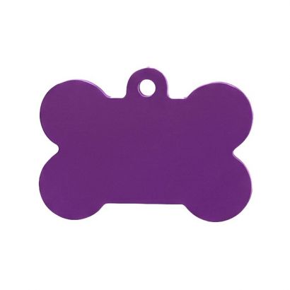Hliníková psí známka ve tvaru kosti XL - fialová