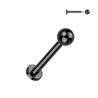 Piercing do brady - labreta černá (1,0 x 10 mm)