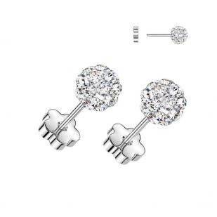 Ocelové náušnice s čirými krystaly