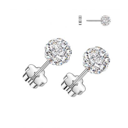 Ocelové náušnice s čirými krystaly