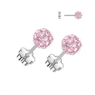 Ocelové náušnice s růžovými krystaly