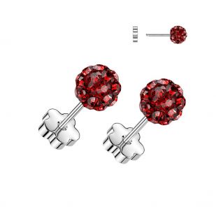 Ocelové náušnice s červenými krystaly