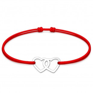 Šňůrkový náramek dvojsrdce