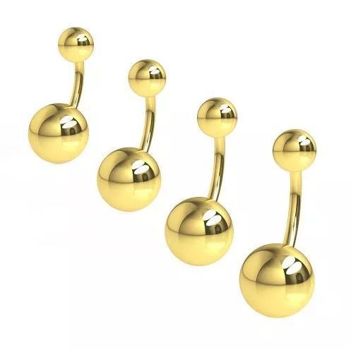 Levně Pozlacený piercing do pupíku - banánek (1,2 x 8 mm)