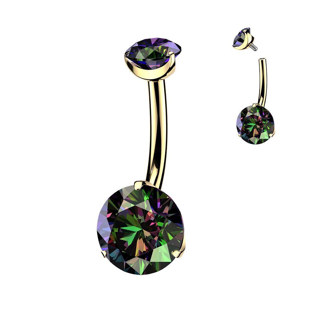 MARRE Zlacený piercing do pupíku - TITAN (vitrail medium)