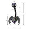 Černý piercing do pupíku okřídlené srdce – netopýr