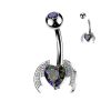 Ocelový piercing do pupíku okřídlené srdce – netopýr