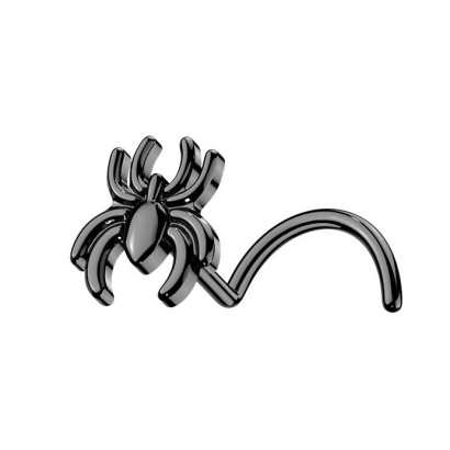 Černý piercing do nosu pavouček