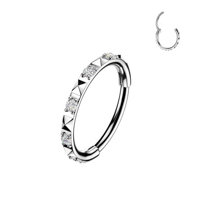 Piercing segment kruh TITAN s čirými zirkony