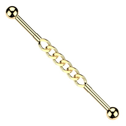 Zlacený industrial piercing řetěz
