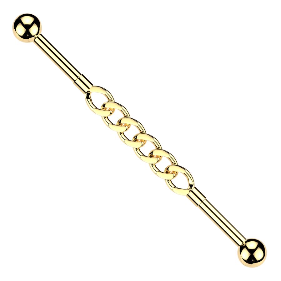 MARRE Zlacený industrial piercing řetěz - ID01049-GD