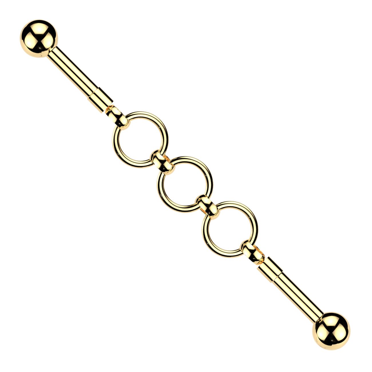MARRE Zlacený industrial piercing s kroužky - ID01051-GD